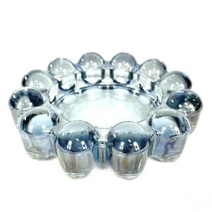 Vintage Anchor Hocking Blue Boopie Bubble Glass Ashtray Trinket Dish MCM